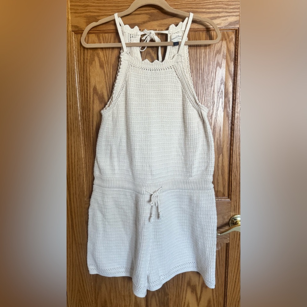 Universal Thread Cream Crochet Romper - XL